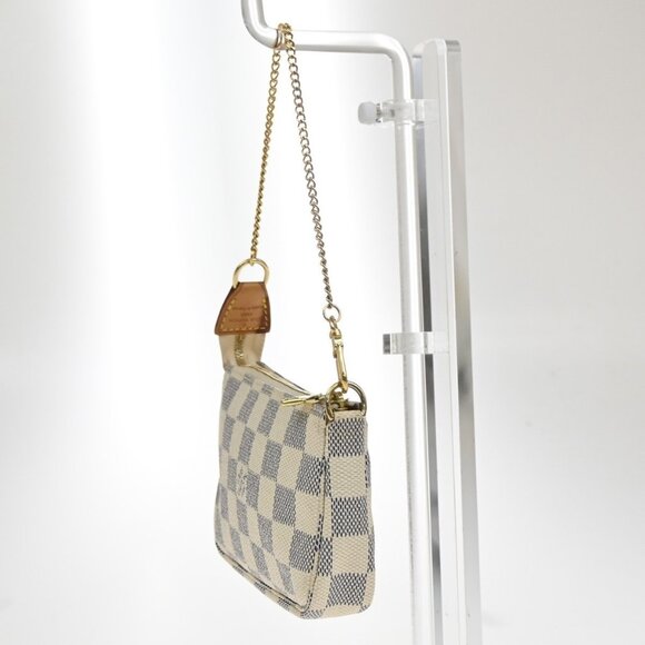 LOUIS VUITTON Mini Pochette Accessoires Hand Bag Damier Azur WE - Picture 2 of 14